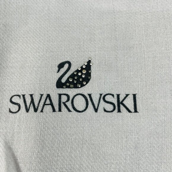 Swarovski Light Gray Scarf With Crystal Embellishments & Fringe Trim 72 Inch - Picture 3 of 11